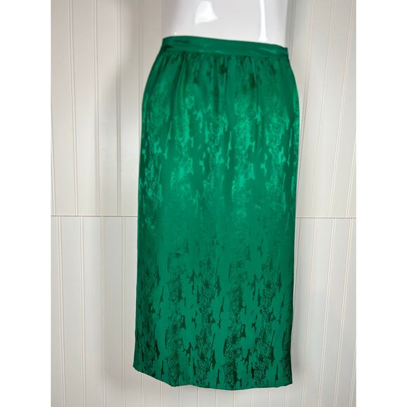 Vintage Women's Green 100% Silk double breasted 2 Piece Set skirt/jacket Sz 12 - Picture 14 of 16